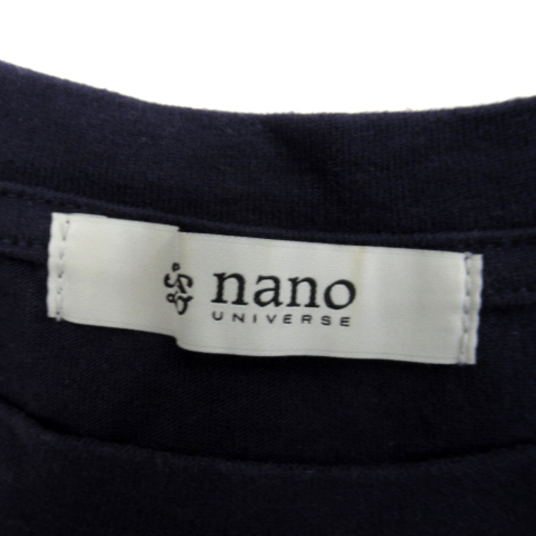 nano・universe(ナノユニバース)のナノユニバース カットソー 長袖 ラウンドネック 無地 36 紺 ネイビー メンズのトップス(Tシャツ/カットソー(七分/長袖))の商品写真
