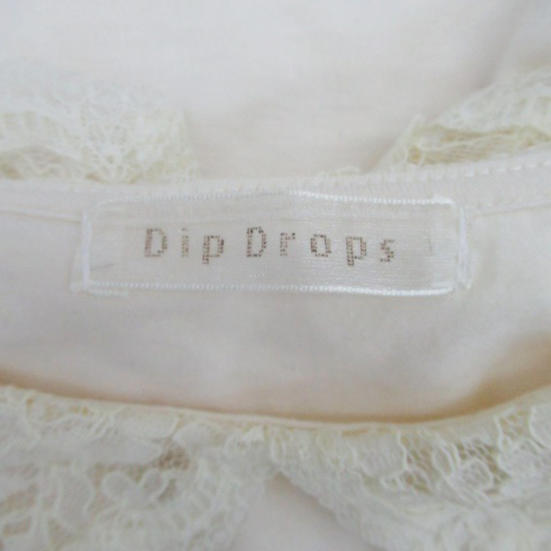 Dip Drops(ディップドロップス)のディップドロップス カットソー ラウンドネック レース 切替 2 オフホワイト レディースのトップス(カットソー(長袖/七分))の商品写真