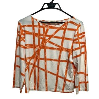 HERMES  馬車柄　Tシャツ　透かし　Hロゴ　ブラウン系　Mサイズ