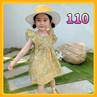 小花柄 フリル ワンピース 110 ワンピ 花柄 女の子 子供服(ワンピース)