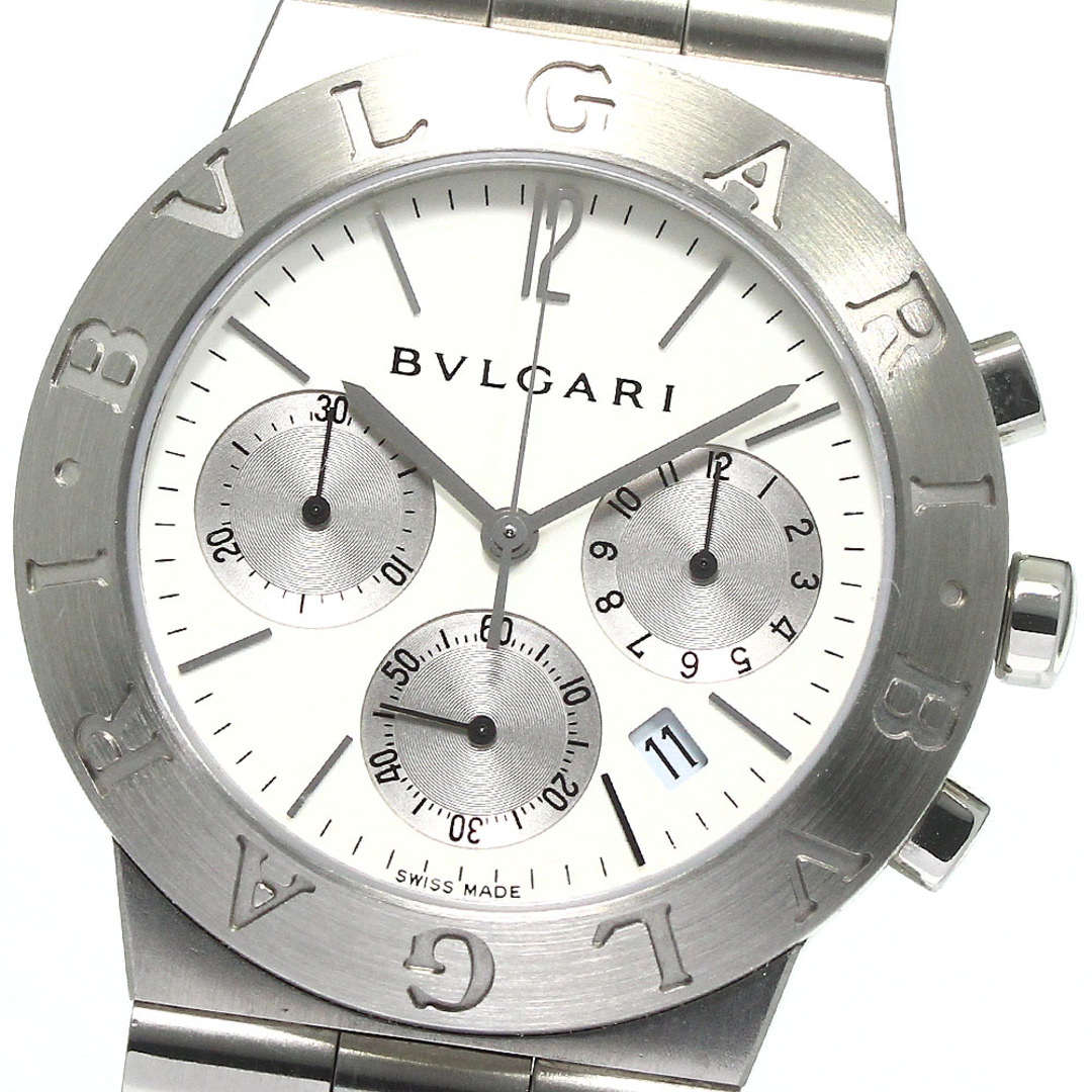 ブルガリ BVLGARI クロノ CH35S ディアゴノ スポーツ クォーツ デイト 腕時計 SS シルバー