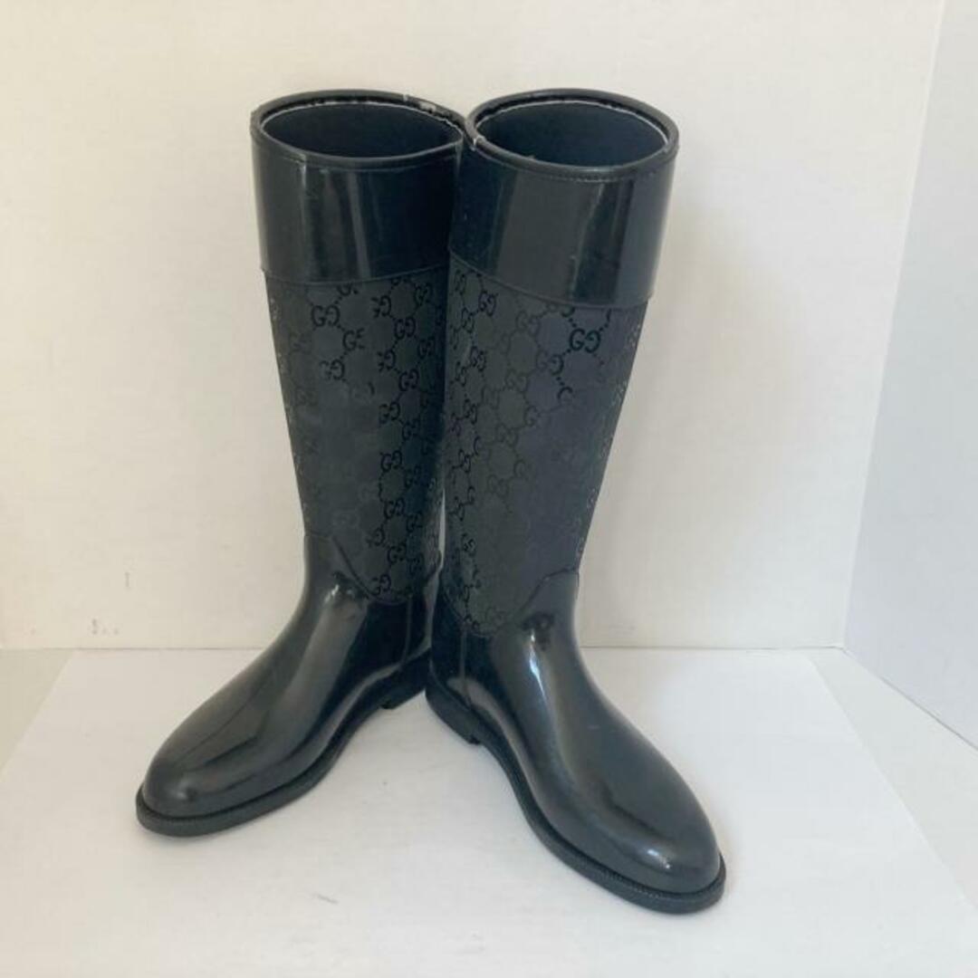グッチ GUCCI レインブーツ 35 - ラバー×レザー 黒 レディース GG柄 靴- グッチ GUCCI レインブーツ 35 - ラバー×レザー 黒 レディース GG柄 靴-
