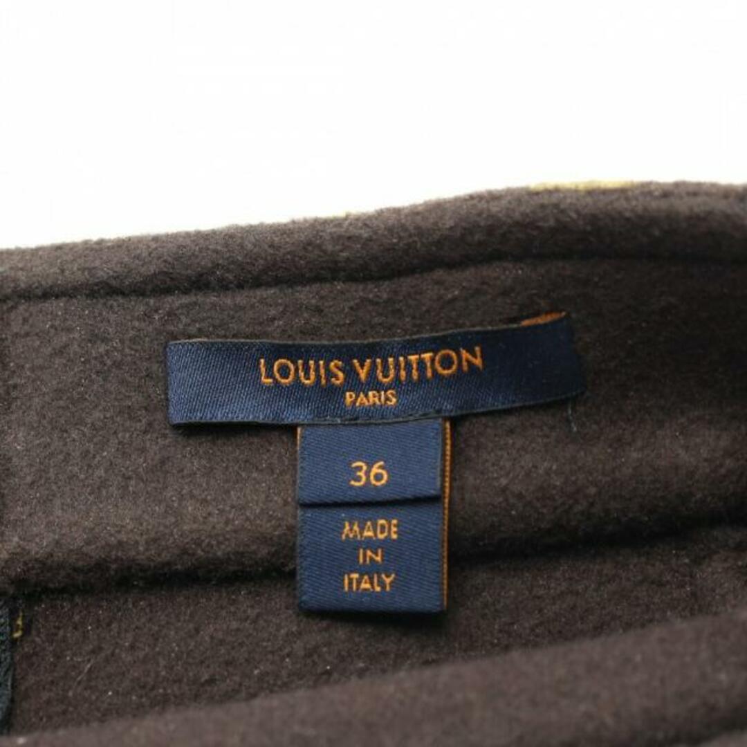 LOUIS VUITTON(ルイヴィトン)のモノグラム スカート ウール シルク ダークブラウン カーキベージュ レディースのスカート(ひざ丈スカート)の商品写真