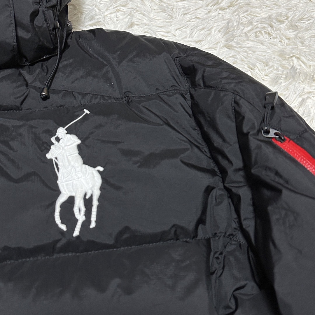 美品! 希少2XL ラルフローレン ビッグポニー ダウンジャケット 黒×赤