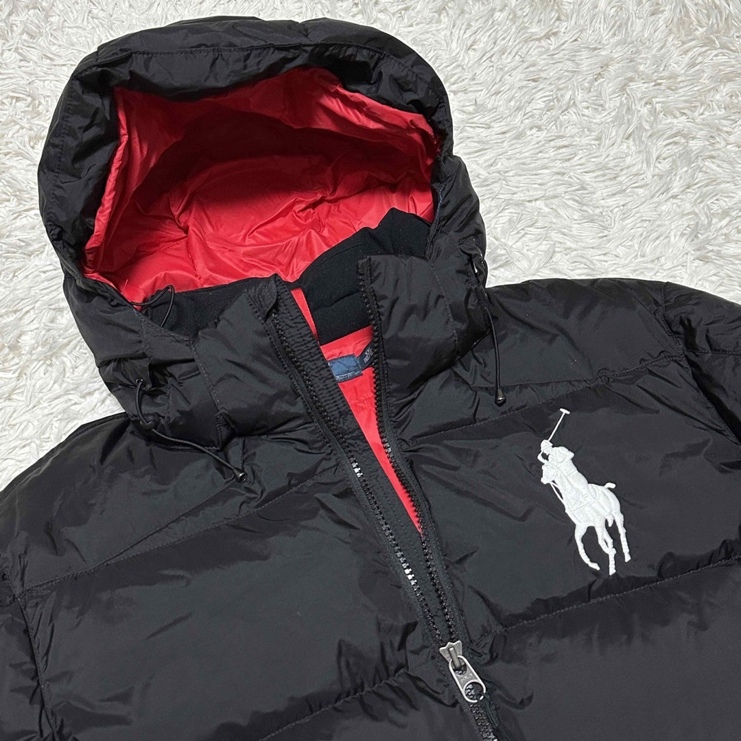美品! 希少2XL ラルフローレン ビッグポニー ダウンジャケット 黒×赤