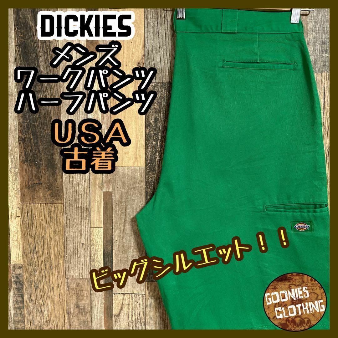 ディッキーズ ワークパンツ ハーフパンツ グリーン ロゴ アメカジ USA