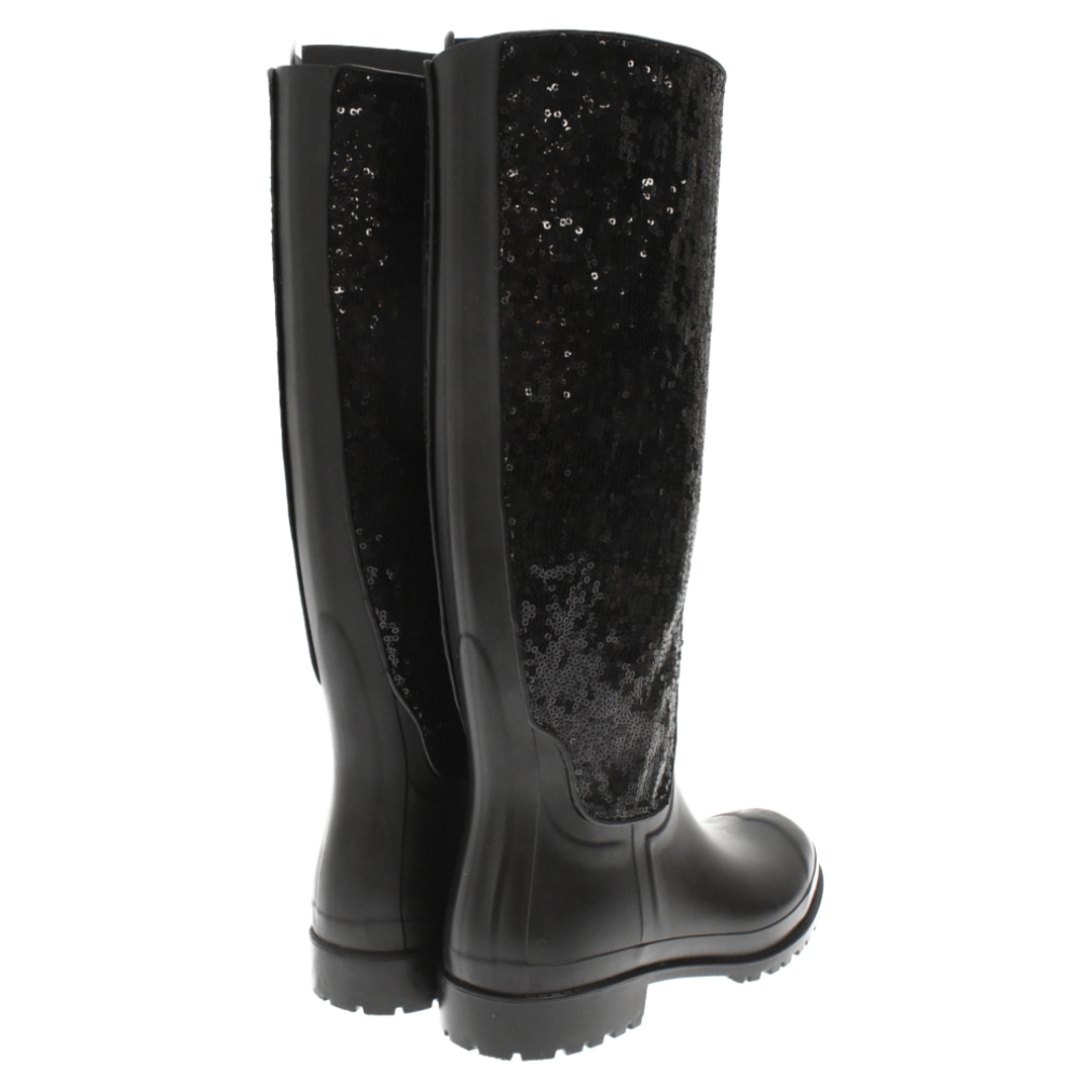 SAINT LAURENT PARIS サンローランパリ Festival 25 black rubber boots スパンコール付き ラバー ロング レインブーツ レディース ブラック M1427328