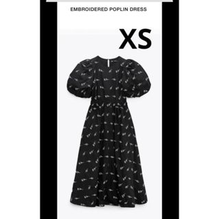 ザラ(ZARA)のZARA  ポプリンワンピース　XS パフスリ(ロングワンピース/マキシワンピース)