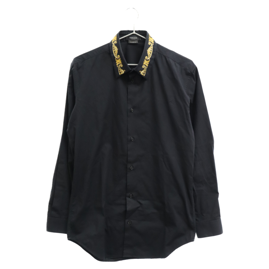 VERSACE ヴェルサーチ BAROCCO EMBROIDERED SHIRT バロック刺繍長袖シャツ ブラック A88688 A222394