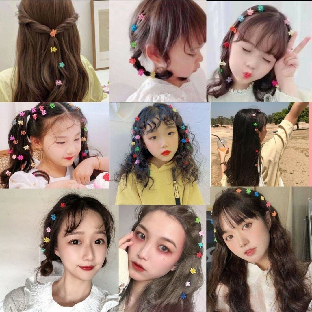 フラワーミニヘアクリップ 花 ヘアピン ヘアアレンジ ヘアアクセサリー 子供