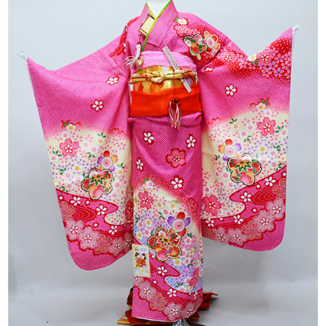 七五三 七歳 女児 正絹 着物フルセット 着物は陽気な天使 袋帯 NO39390