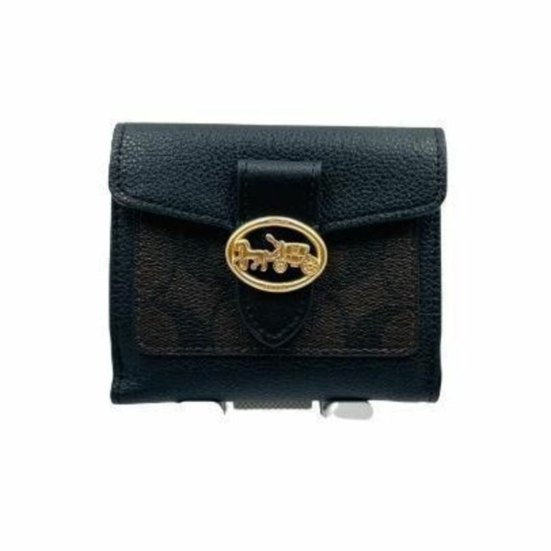 【新品未使用品】 コーチ COACH シグネチャー ブラウン×ブラック ミニ財布