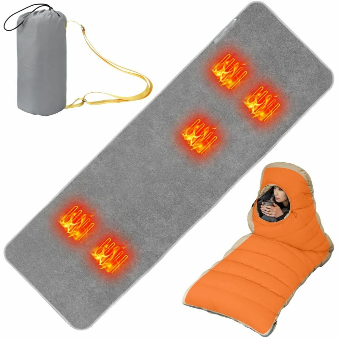 寝袋用電熱マット シュラフ 寝袋用発熱パッド ホットマット 日本製ヒーター