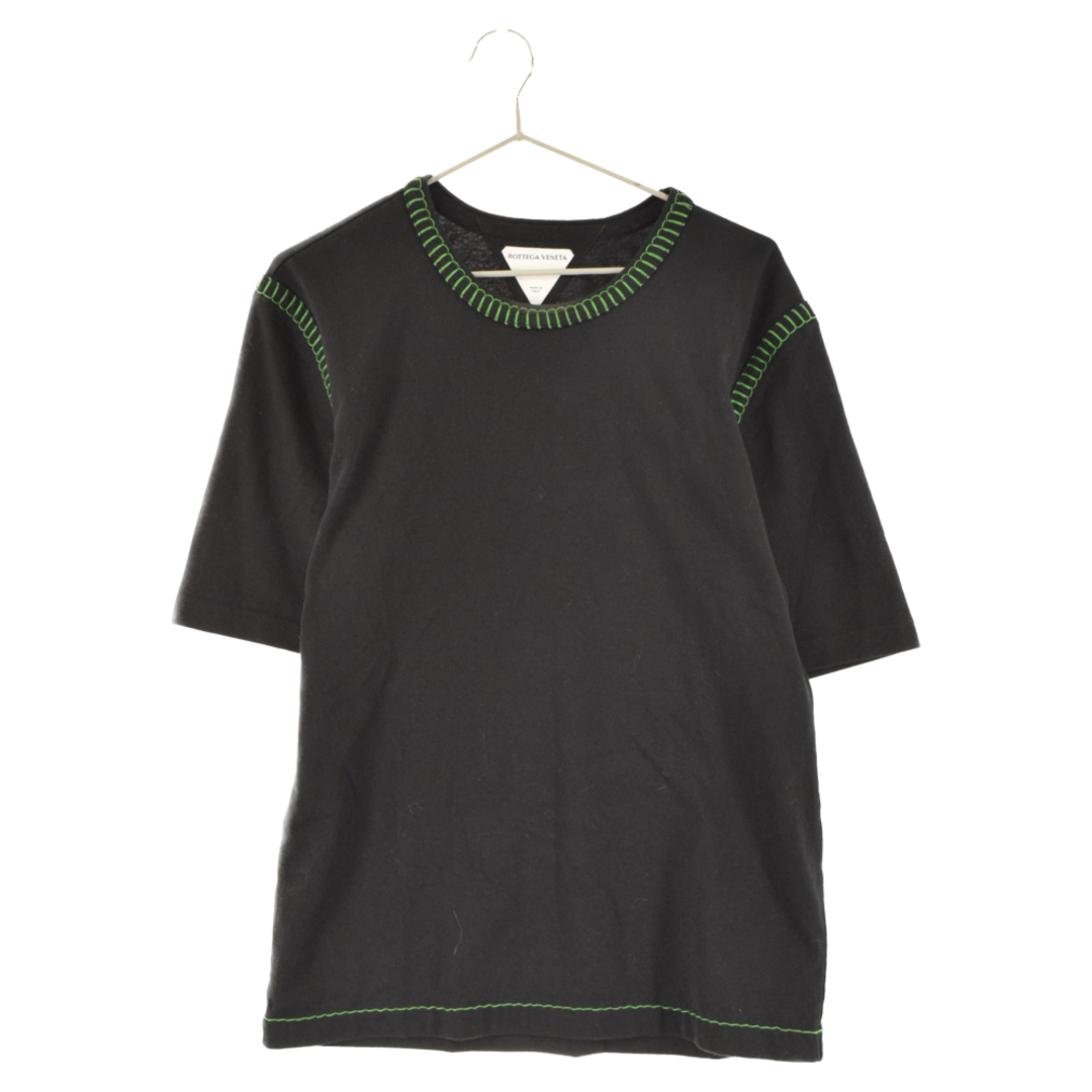 BOTTEGA VENETA ボッテガヴェネタ 22SS カラーコントラストステッチコットンクルーネック半袖Tシャツ 686506 ブラック