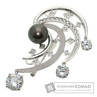 SELECT JEWELRY 黒蝶パール 真珠 キュービックジルコニア ダイヤモンド ブローチ K18WG レディース(ブローチ/コサージュ)