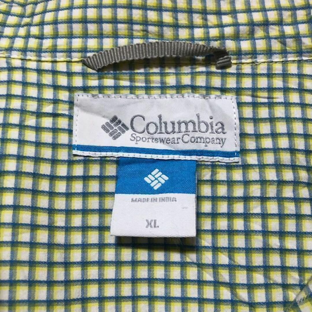 コロンビア チェック シャツ USA 90s イエロー ブルー 長袖 ロゴ