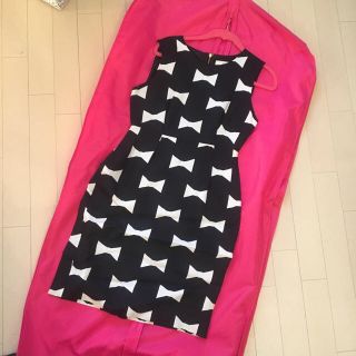 ケイトスペードニューヨーク(kate spade new york)の【美品】ケイトスペード♡リボン柄ワンピース♡着画追加(ひざ丈ワンピース)