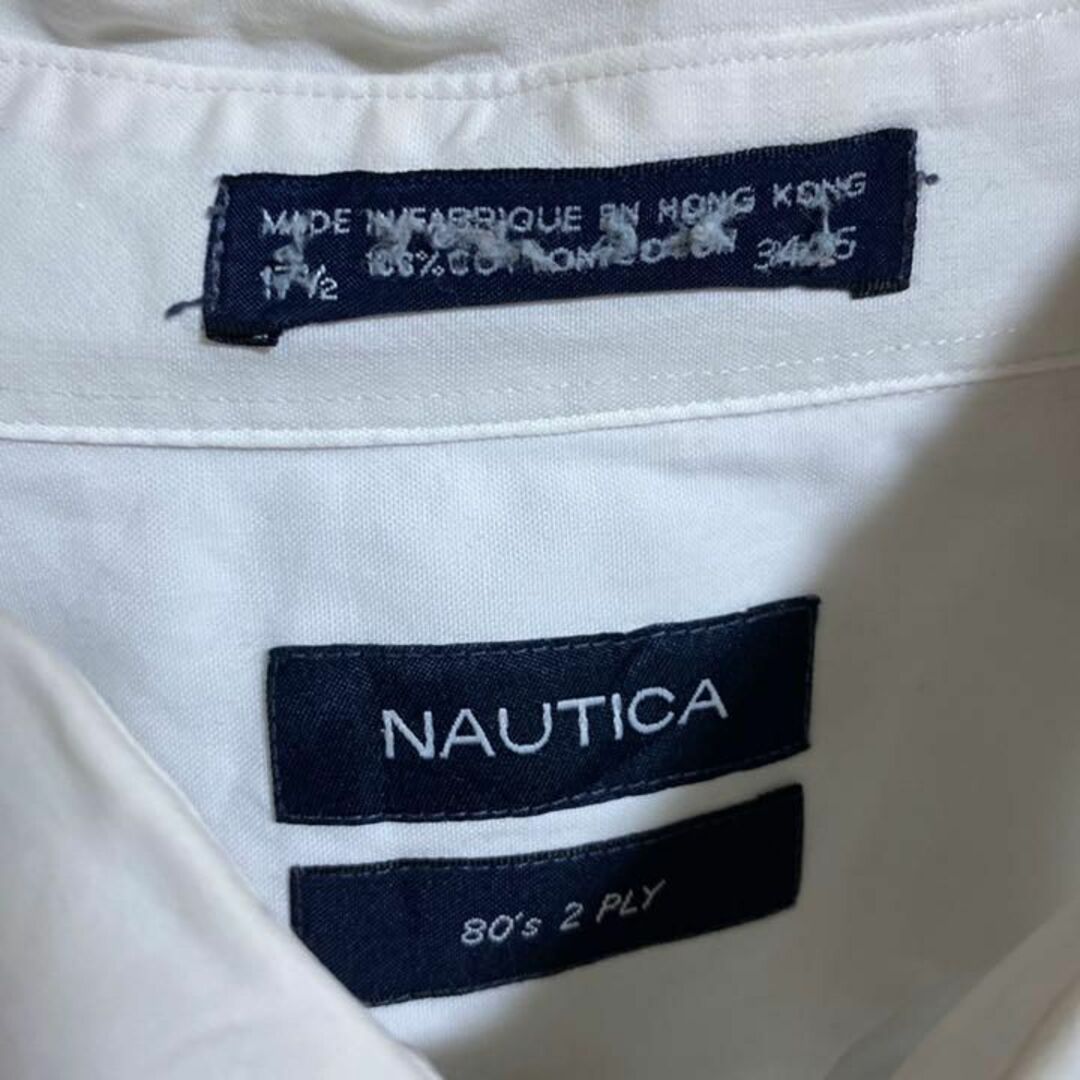 ノーティカ ホワイト 白 ボタンダウン シャツ USA 90s 長袖 ロゴ