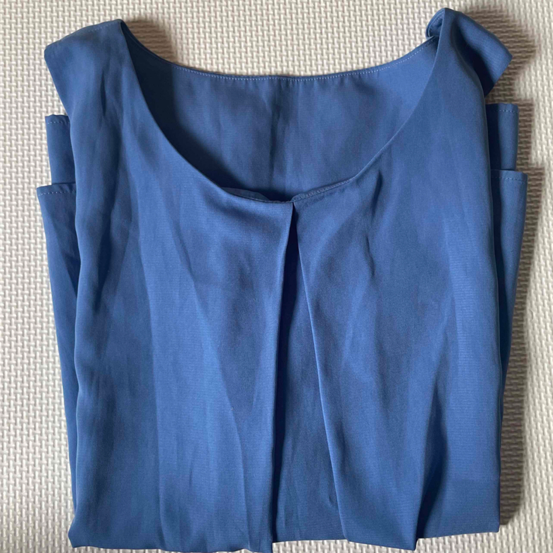 NATURAL BEAUTY BASIC(ナチュラルビューティーベーシック)のnaturalbeautybasic ノースリーブ ブラウス ブルー レディースのトップス(シャツ/ブラウス(半袖/袖なし))の商品写真