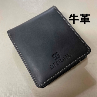 メンズ　折り財布　牛革使用製品　チャコールグレー(折り財布)