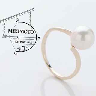 ミキモト(MIKIMOTO)の美品 ミキモト K14 イエロー ゴールド パール リング 7.5号(リング(指輪))