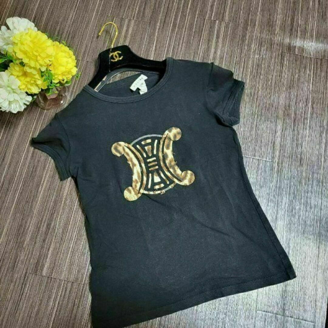 celine - CELINE でかロゴマーク レオパード Tシャツ 半袖 ポロシャツ
