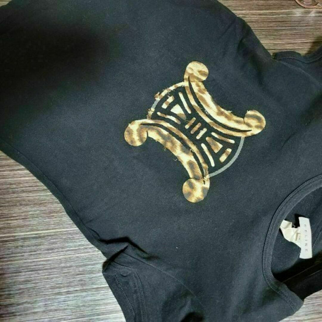 celine - CELINE でかロゴマーク レオパード Tシャツ 半袖 ポロシャツ