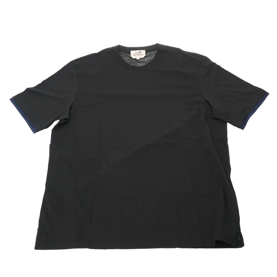 エルメス  クルーネック Tシャツ 袖ガラ XLサイズ 半袖Ｔシャツ 黒Tシャツ/カットソー(半袖/袖なし)