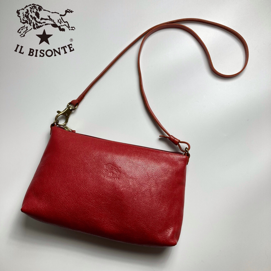 IL BISONTE イルビゾンテ　ショルダーバッグ 赤　レッド　本革レザー | フリマアプリ ラクマ