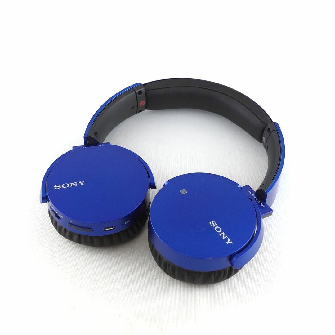 SONY MDR-XB650BT ワイヤレスヘッドホン USED美品 ソニー 密閉型 重低音 マイク ブルー 完動品 S V9135