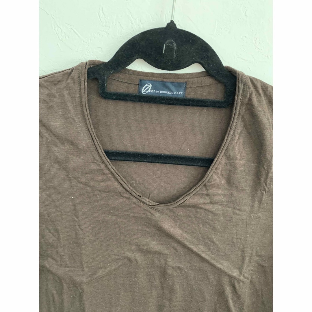 TORNADO MART(トルネードマート)のトルネードマート ロングU字シャツ ブラウン メンズのトップス(Tシャツ/カットソー(七分/長袖))の商品写真