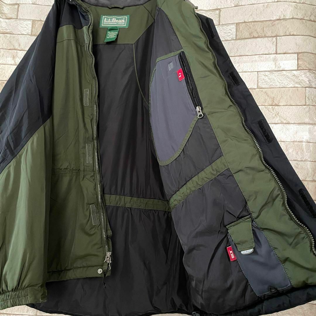 L.L.Bean(エルエルビーン)のエルエルビーン マウンテンジャケット 中綿 プリマロフト 刺繍ロゴ 緑 黒 XL メンズのジャケット/アウター(マウンテンパーカー)の商品写真