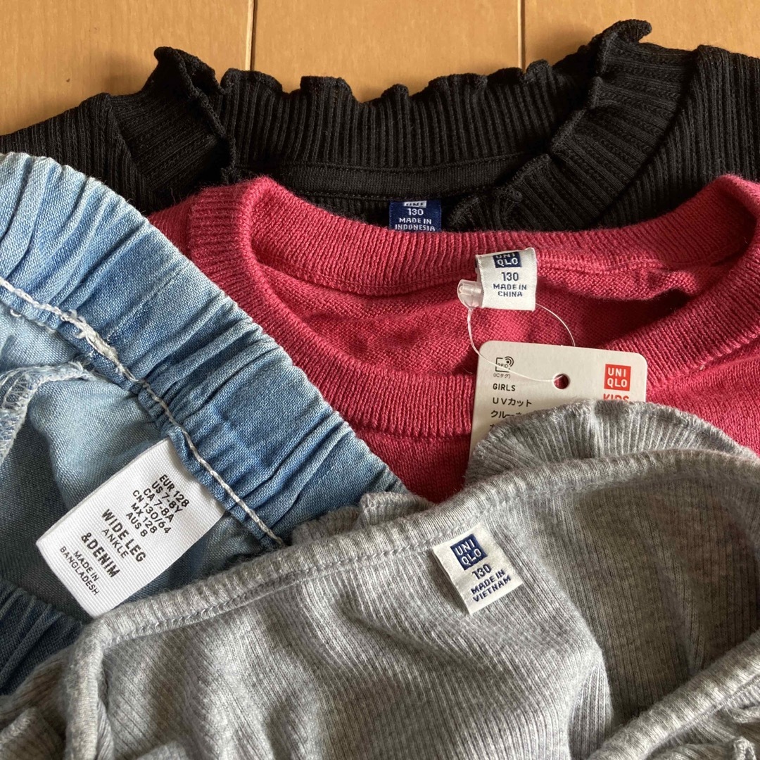 UNIQLO(ユニクロ)の130センチ4枚セット(新品2枚) キッズ/ベビー/マタニティのキッズ服女の子用(90cm~)(その他)の商品写真