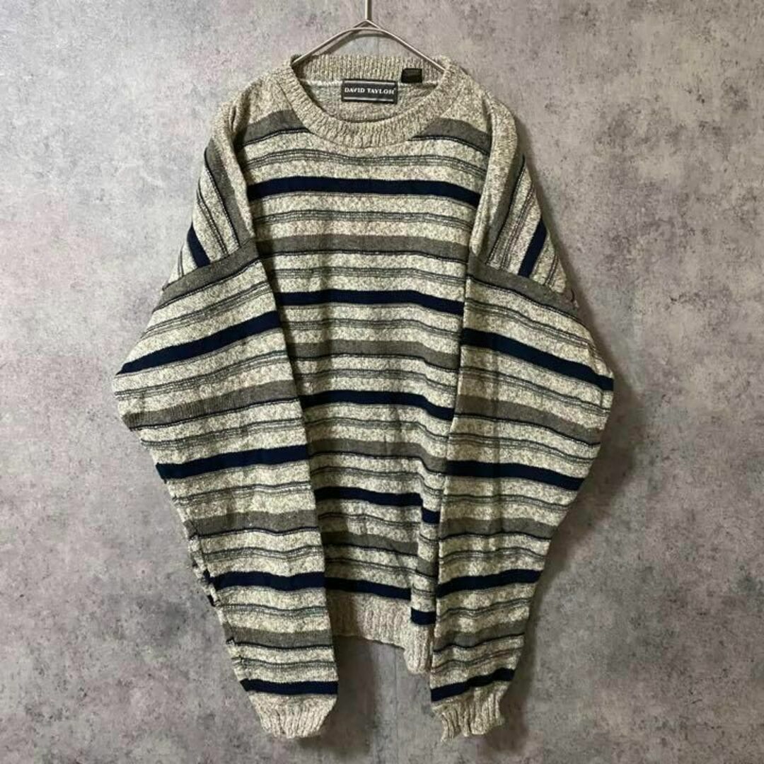 90s vintage 柄ニット メンズ L 古着 個性派 M2