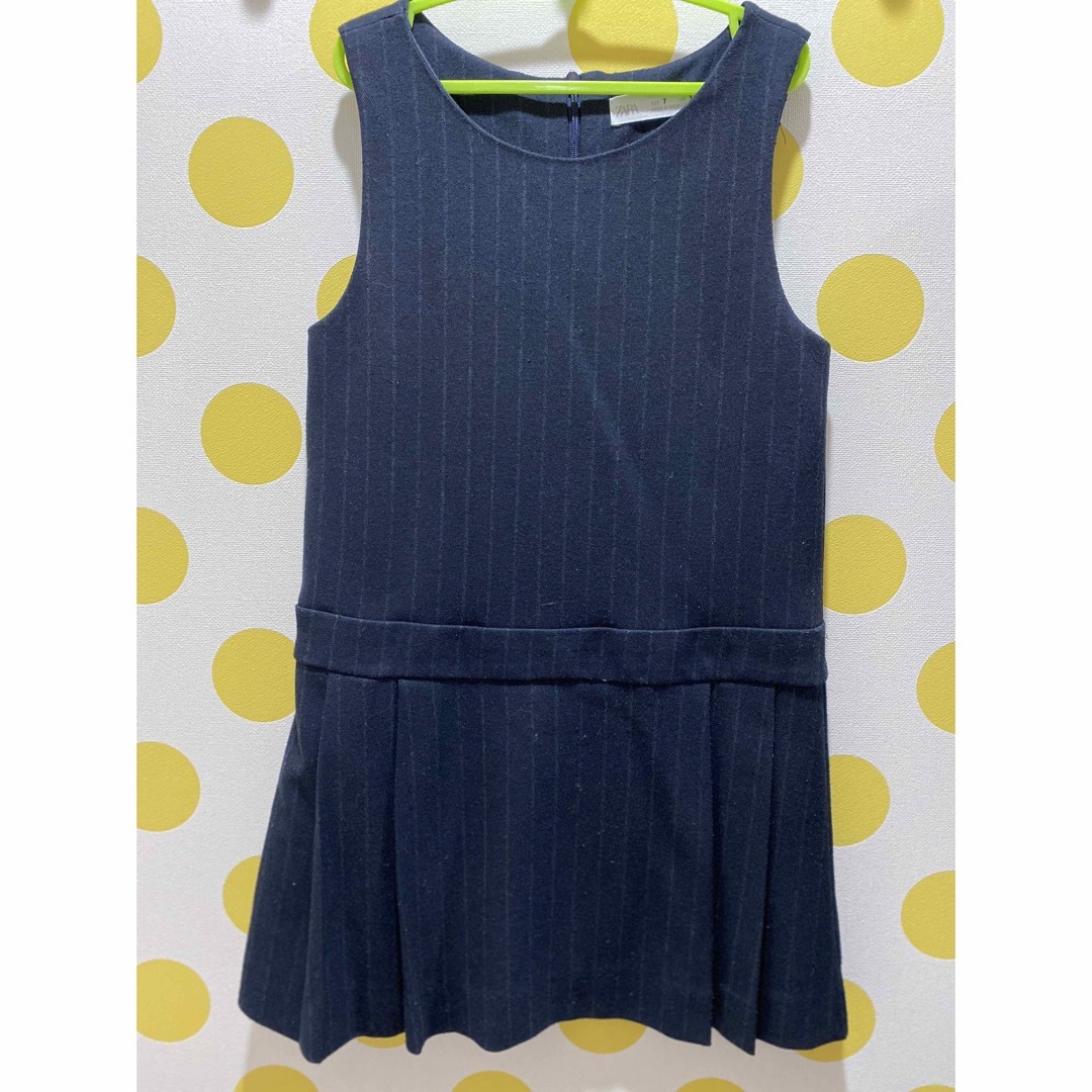 ZARA KIDS(ザラキッズ)のZARA KIDS ネイビー ストライプ ジャンパースカート キッズ/ベビー/マタニティのキッズ服女の子用(90cm~)(ワンピース)の商品写真