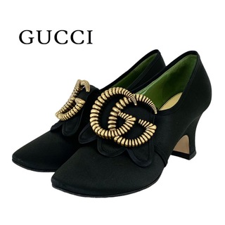 グッチ(Gucci)のグッチ GUCCI パンプス 靴 シューズ ダブルG GGマーモント サテン ブラック 黒(ハイヒール/パンプス)