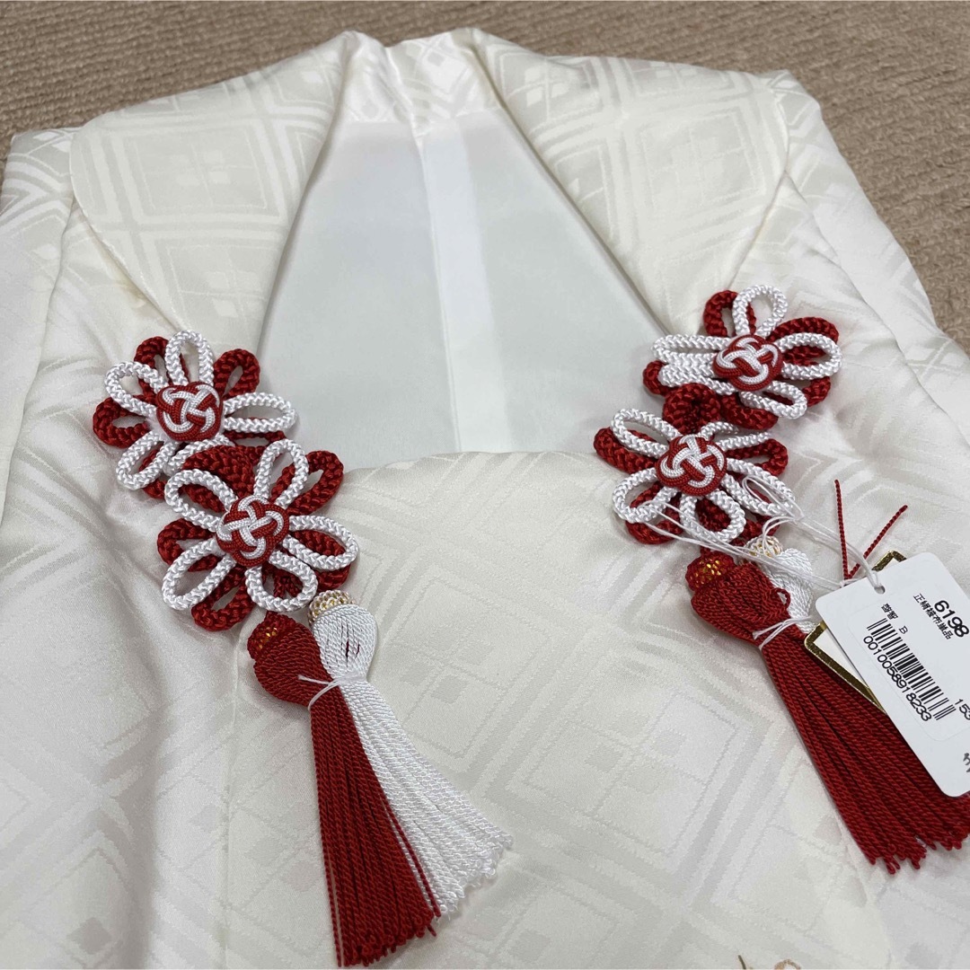 新品 日本製 正絹 被布 ヒフ 手描き 友禅 七五三 三歳お祝い着 白地 和装