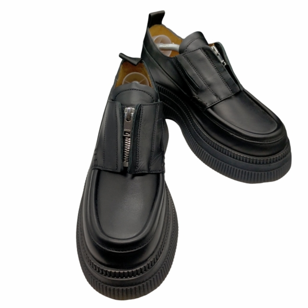 Ganni(ガニー) mocassino フロントジップ レザーローファー ...