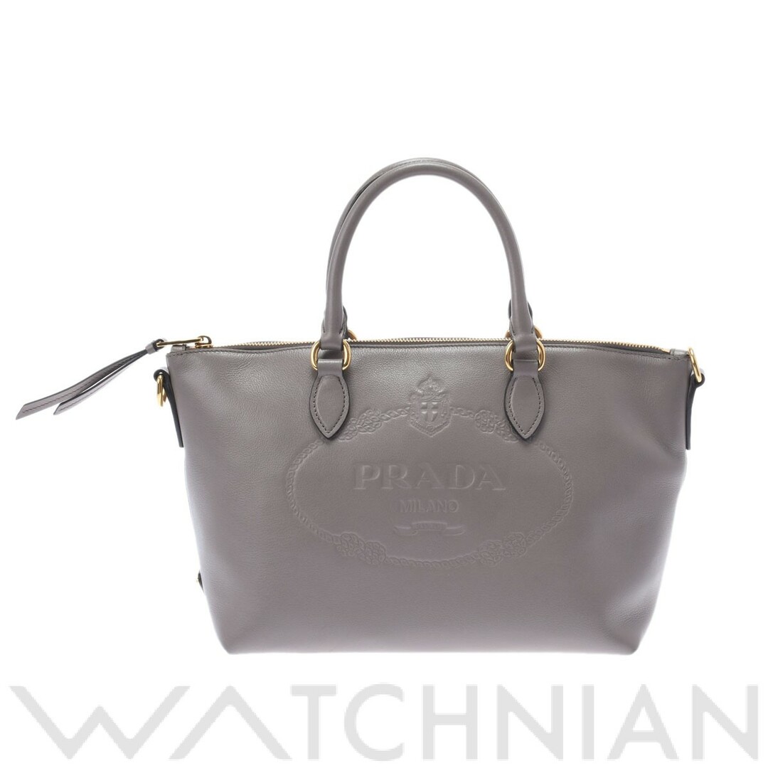 プラダ PRADA 1BA104 レディース ハンドバッグ グレー /ゴールド金具 レザー