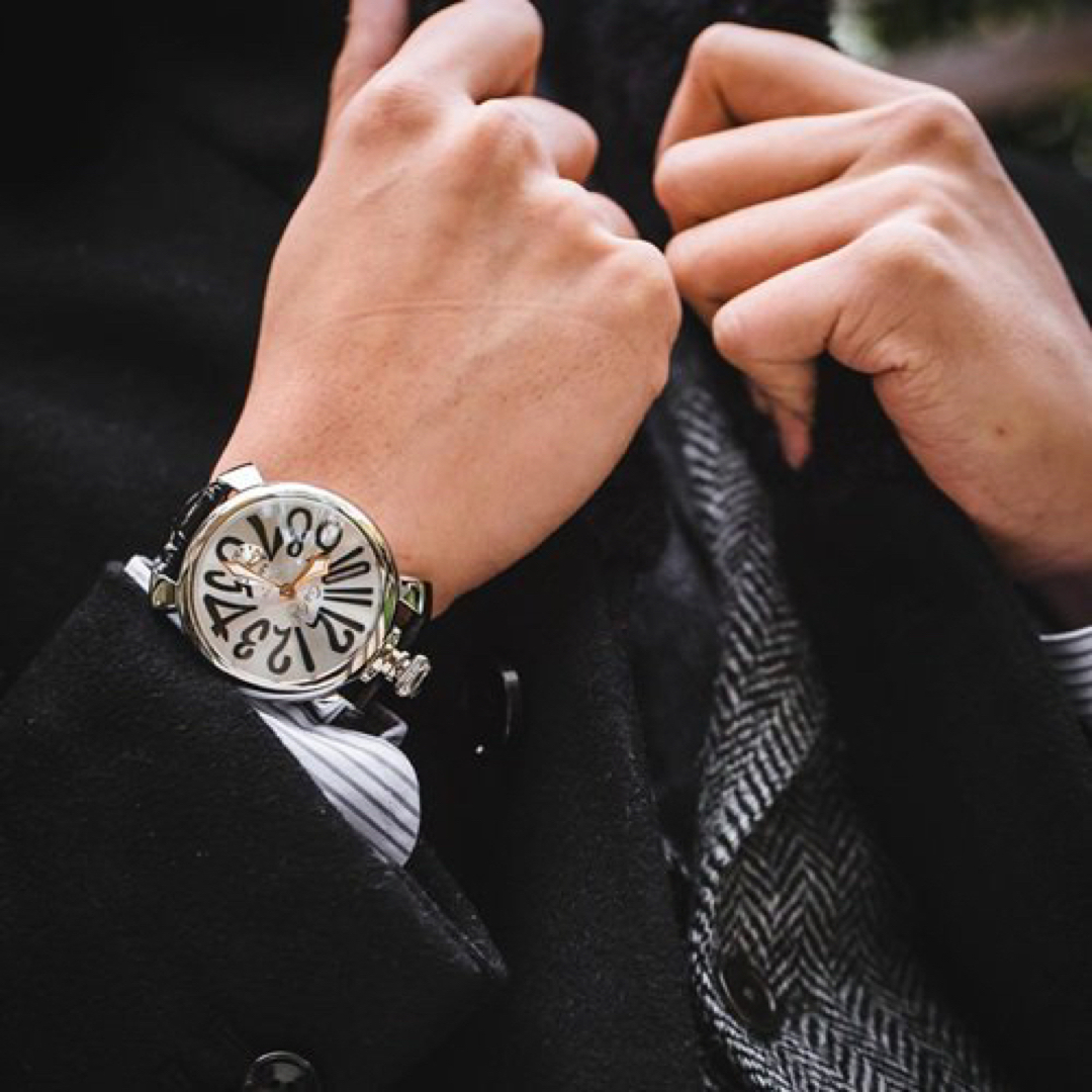 値下げ！】ガガミラノ マヌアーレ48mm ブラックベルト - 腕時計