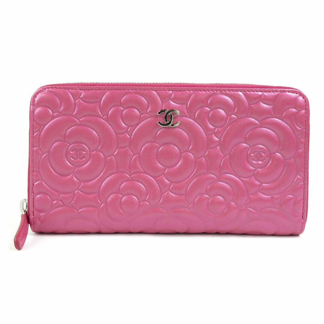 CHANEL - シャネル CHANEL ラウンドファスナー長財布 レザー ピンク系