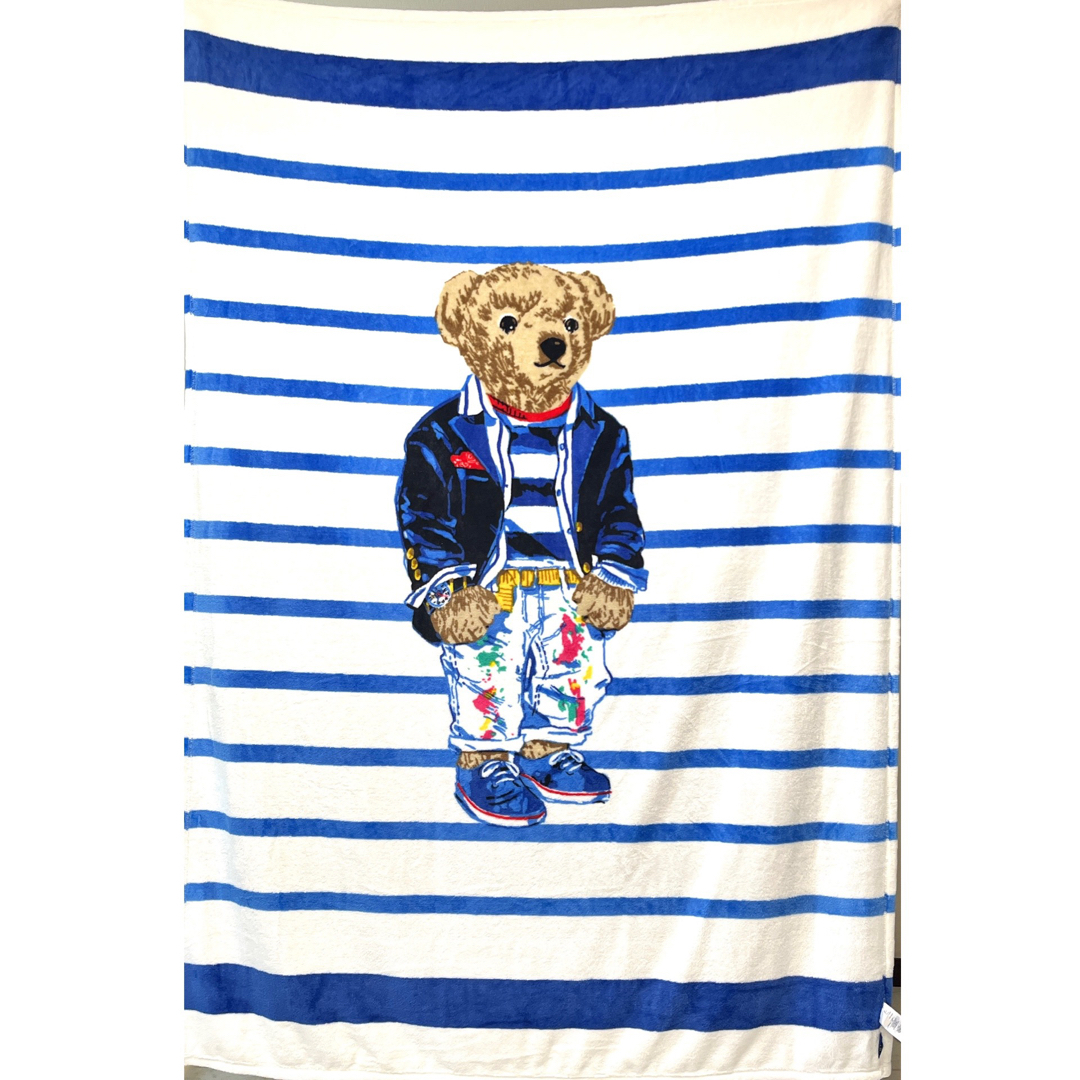 ポロ ラルフローレン ブランケット POLO bear ポロベア クマ 毛布白青-