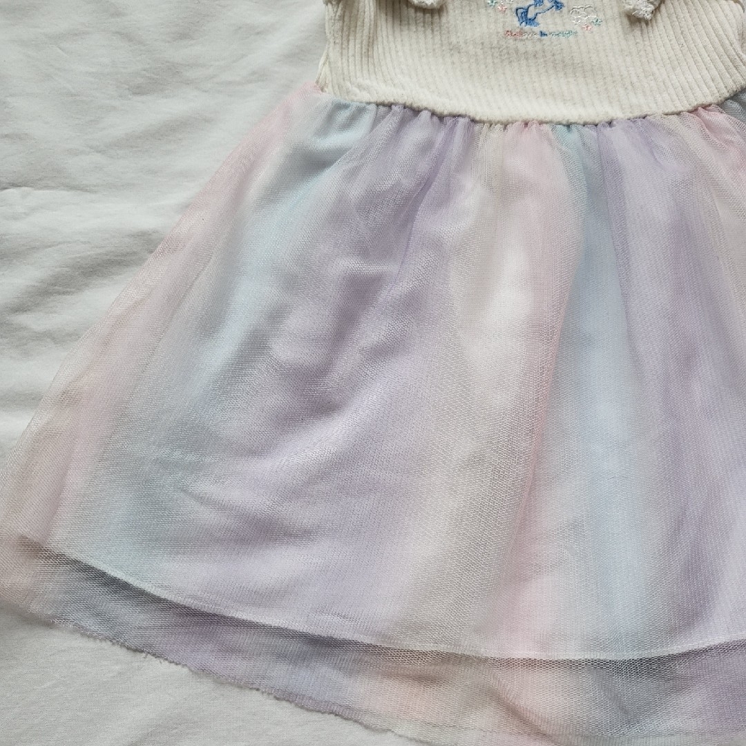 90センチ　虹色　ワンピース　ユニコーン　ゆめかわ キッズ/ベビー/マタニティのキッズ服女の子用(90cm~)(ワンピース)の商品写真