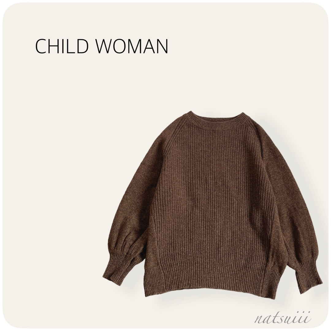 CHILD WOMAN(チャイルドウーマン)のチャイルドウーマン . ボリュームスリーブ 畦編み 切り替え ニット レディースのトップス(ニット/セーター)の商品写真