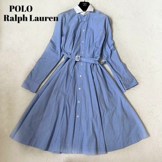 ポロラルフローレン(POLO RALPH LAUREN)の美品✨　polo Ralph Lauren ウエストマークシャツワンピース(ひざ丈ワンピース)