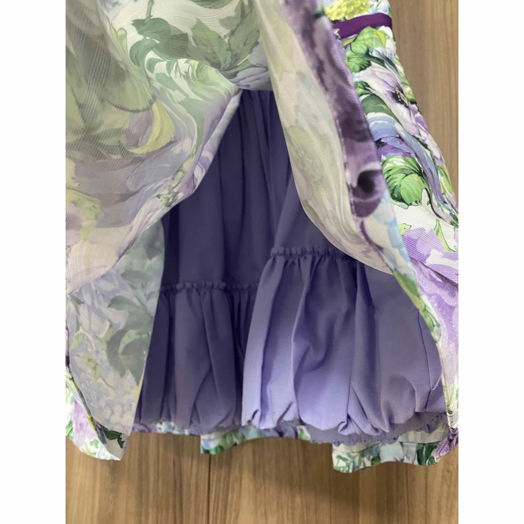 ANNA SUI mini(アナスイミニ)のアナスイミニ　ワンピース　花柄　パープル　S キッズ/ベビー/マタニティのキッズ服女の子用(90cm~)(ワンピース)の商品写真