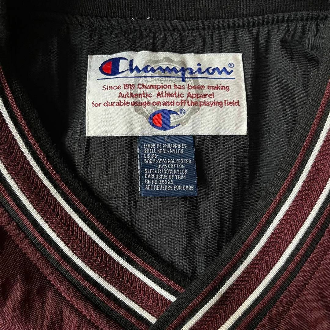 Champion(チャンピオン)のチャンピオン　ナイロンプルオーバージャケット　ビッグロゴ　ゲームシャツ　燕脂　L メンズのジャケット/アウター(ナイロンジャケット)の商品写真