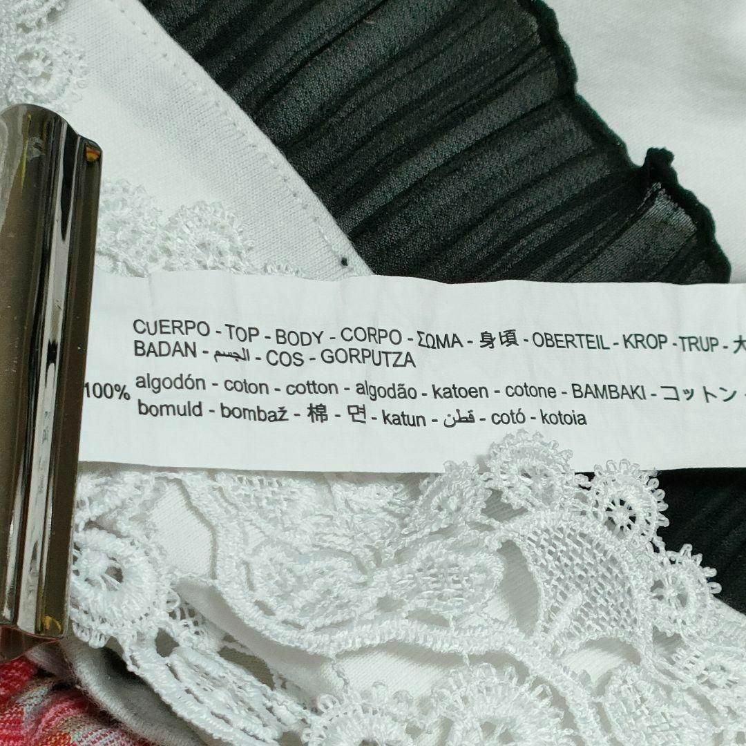 ZARA(ザラ)のザラZARA レディース Sサイズ カットソー Ｔシャツレース シフォン飾り付き レディースのトップス(Tシャツ(半袖/袖なし))の商品写真