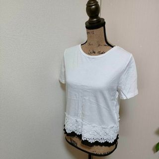 ザラ(ZARA)のザラZARA レディース Sサイズ カットソー Ｔシャツレース シフォン飾り付き(Tシャツ(半袖/袖なし))