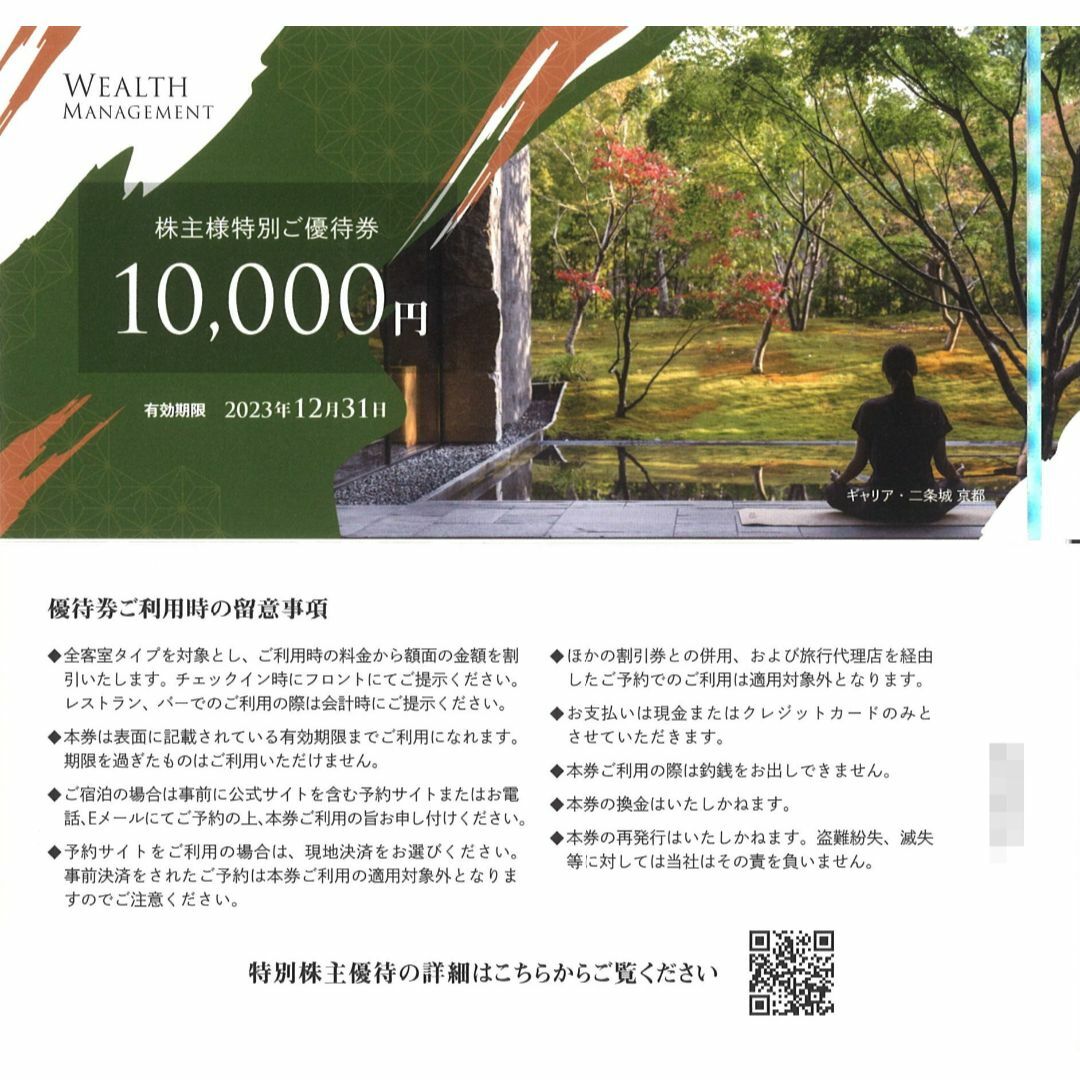 ウェルスマネジメント　株主優待　10,000円分